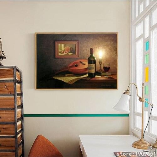 Cotton no frame classical candles wine bottle canvas printings oil painting printed on cotton wall art decoration pictures
