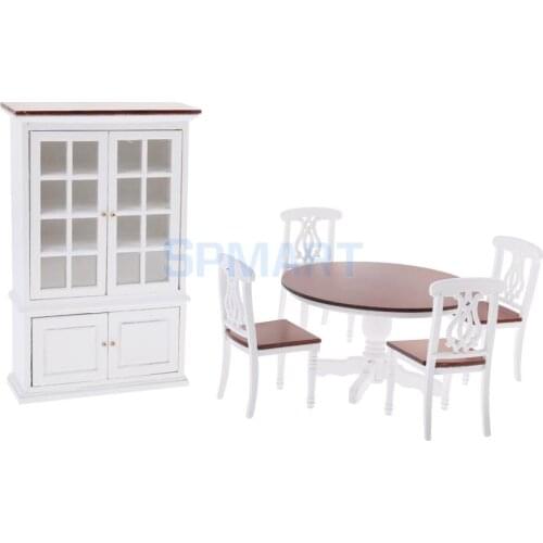 1/12 Dollhouse Miniature Dining Room Furniture Table Chair Cupboard Set