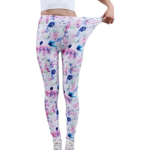 YSDNCHI White Pink Flower Print Legging Push Up Fashion Pants High Waist Workout Jogging For Women Gym Training Leggins Sexy
