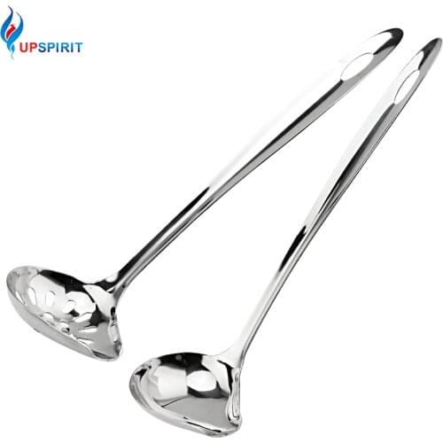 Upspirit Stainless Steel Soup Ladle Colander Spoon Long Handle Ladle with Spout Slotted Soup Filter Kitchen Cooking Utensils