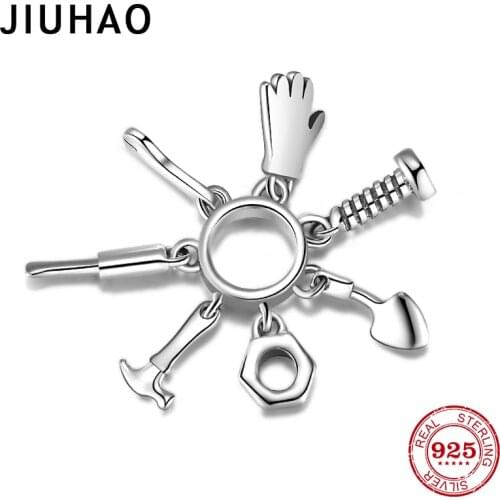 Mechanical series 925 Silver maintenance tools pendants charms for Jewelry Making fits original charm design DIY Bangle Bracelet