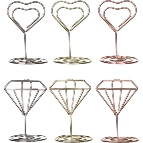 1PC Metal Place Card Holder Romantic Photo Clip Table Number Stand Clamps Stand Office Supplies Wedding Party Desktop Decoration