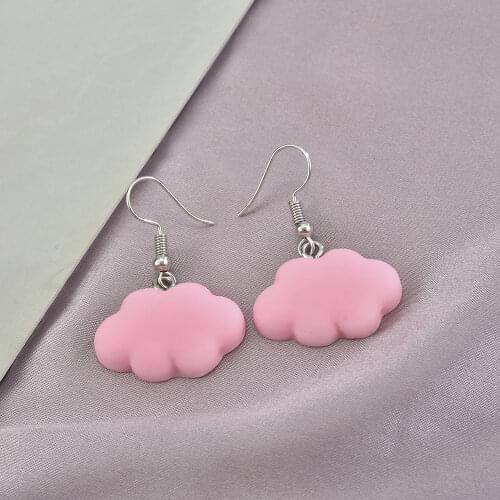 Fashion Blue Cloud Sky White Dangling Earrings for Women Cute Simple Cloud Earrings with Chain SImple Ladies Ears Jewellery
