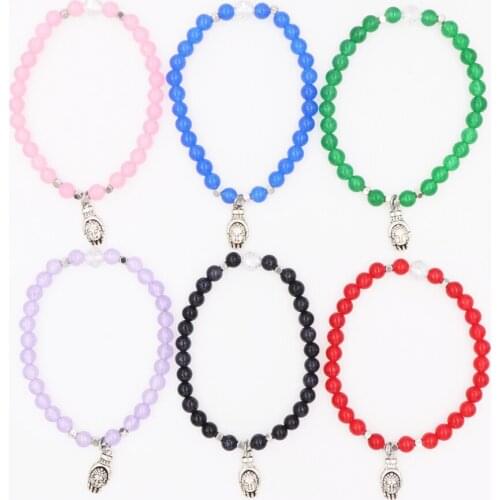 Trendy Bracelet Natural Galaxy Sandstone Jades Crystal Beads Bracelets Tibetan Buddha Opal Violet Yoga Bracelets Jewelry B378