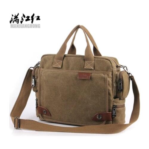 MANJIANGHONG Men Canvas Messenger Bag male Crossbody Bag Canvas Shoulder Messenger Bags Mens Handbag business Tote Briefcase