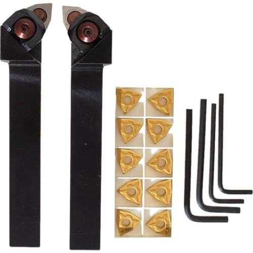 GTBL WWLNR1616H/K08+WWLNL1616H/K08 Lathe Turning Tool Holder Kits With10 WNMG080404 Blades