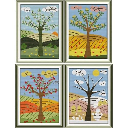 Four seasons scenery cross stitch kits dmc 11CT 14CT printed pattern craft sewing needlework embroidery counted cross sets decor