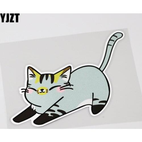 YJZT 13.8CMX10.6CM Personality Cartoon Sticker Animal Cat Decal Car Sticker 13B-0006
