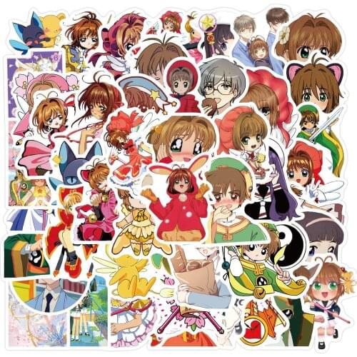 10/50Pcs Card Captor Sakura Kinomotosakura Toy Stickers Creative Suitcase for Laptop Luggage Waterproof Accessories Sticker