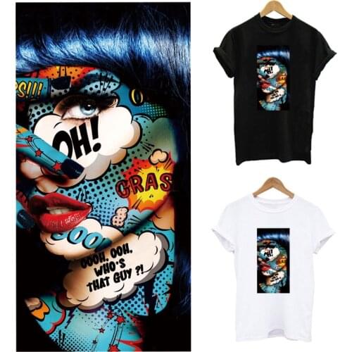 Iron On Patches For Clothing Rock Graffiti Girl Thermal Sticker On Clothes DIY A-Level Washable Women T-Shirt Applique Decor