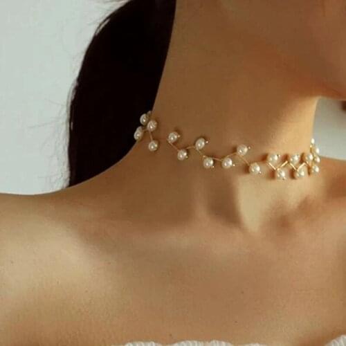 Creative Simple Pearl Necklace Flower Shape Necklace Temperament Clavicle Chain Women Jewelry For Wedding Anniversary Gift