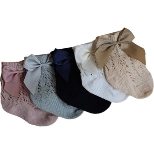 Baby Socks with Bow Decoration Hollow Mesh Design Princess Style Clothing Accessories