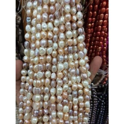 NEW 8-9MM White irregular freshwater pearl loose beads 14 "