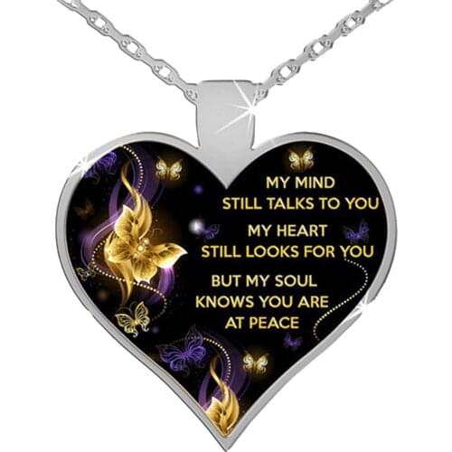 New Fashion Design Unisex Letter Print Heart Necklace Mothers Day Gift Jewelry Memorial Hot My Mind Heart Jewelry Accessories