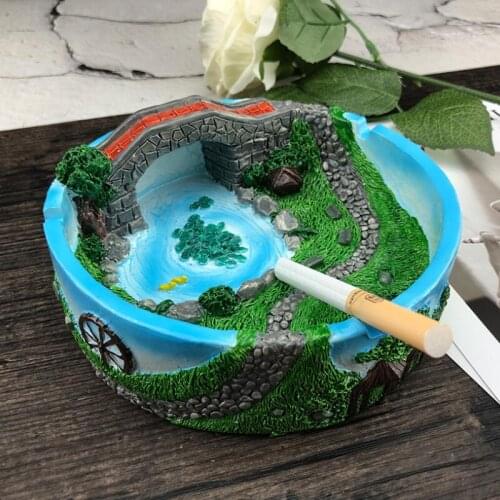 Park View Style Ashtray Creative Resin Portable Ashtray Home Decoration Office Desk Accessories Gift For Boyfriend