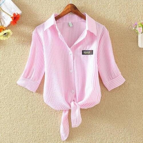 Simple Ladies Tops Casual Loose T-Shirts Fashion Lace Up Tops High Quality Bubble Sleeve Tops For Women