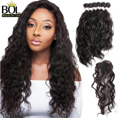 Natural Wave Synthetic Hair Bundles Kinky Curly 4/6 Bundles with Closure High Temperature Resistan Fiber Ombre Hair Extensions