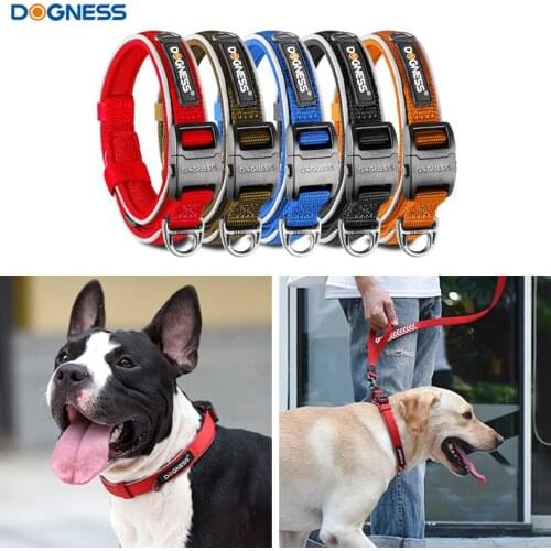 Reflective Dog Collar Adjustable Nylon Dog Collar Durable Dog Collar Leash For Small Medium Large Dogs Pitbull German Shepherd