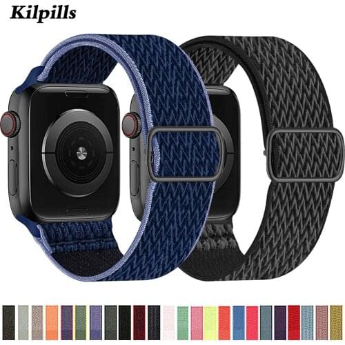 Nylon Strap for Apple watch band 44mm 40mm 38mm 42mm 44 mm Adjustable Elastic Sport solo Loop bracelet iWatch series 3 4 5 6 se