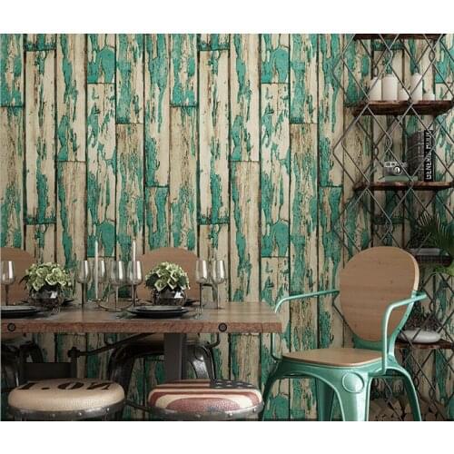 Restaurant Coffee Shop Wallpapers PVC Vinyl Vintage Wall Paper Roll Texture Feature 3d Old Wood Style Wallpaper 10MX54CM