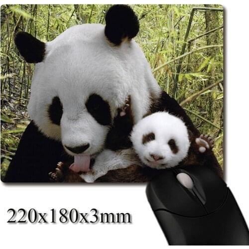 Happy mother and baby pandas printed Heavy weaving anti-slip rubber pad office mouse pad Coaster Party favor gifts 220x180x3mm