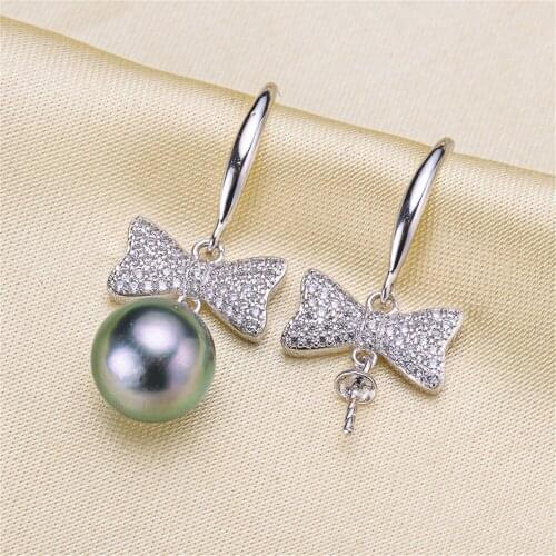 925 Silver Pearl Beads Stud Earrings Setting Base Diy Jewelry Making Findings&Components