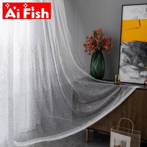 Grey Gradient with Sequin Tulle Curtains for Living room White Mesh Cortinas Rideaux Tulle in the Bedroom Voile Window Panel #5