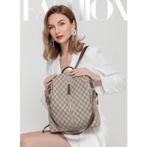 Retro girl schoolbag luxury brand printed backpack girl 2021 designer leather two shoulder bags