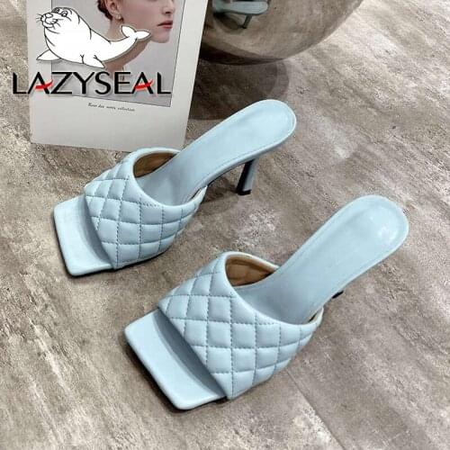 LazySeal Hot Sale Summer Weave Women Slippers Fashion Thin Heels Gladiator Sandals Outdoor Beach Slides Ladies Mules Shoes