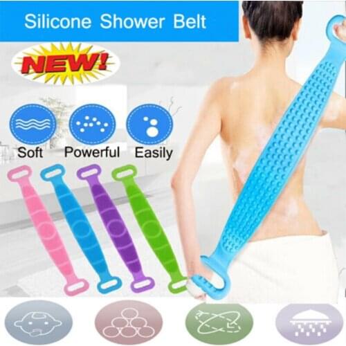 Silicone Bath Brush Long Silicone Body Brush Bath Belt Rubbing Back Mud Peeling Shower Massage High Toughness Skin Clean Brushes