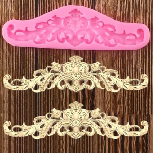 Sugarcraft Cake Border Silicone Molds Baroque Scroll Relief Cupcake Fondant Cake Decorating Tools Candy Chocolate Gumpaste Mould