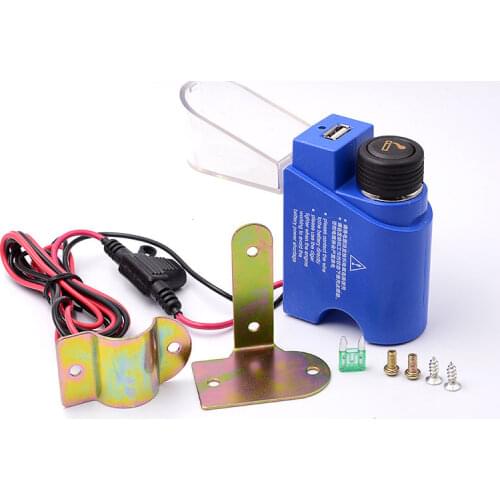 Blue Motorcycle Car Cigarette Lighter USB Cell Phone MP3 Power Port Socket Charger Cigarette Lighter