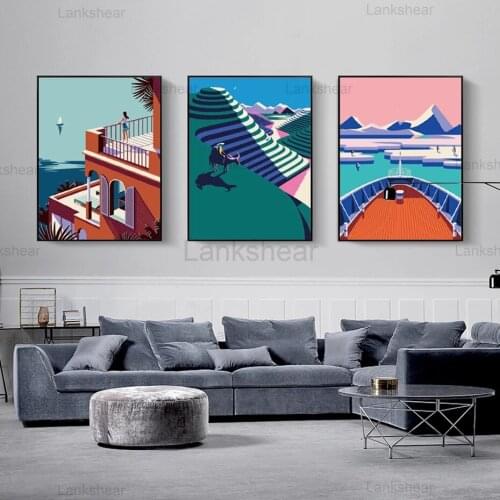 Nordic Modern Famous Hand Painted Landscape Wall Art Canvas Paintings Rich Color Pictures Prints Posters Living Room Home Decor