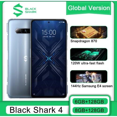 Global Version Black Shark 4 8GB 128GB Smartphone Snapdragon 870 144Hz Refresh Rate E4 AMOLED Screen DC Dimming UFS 3.1