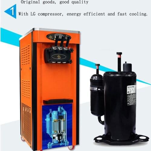 Three Flavors Vertical Two Colors Stainless Steel Soft Ice Cream Machine For Cold Drink Shops Yogurt Ice Cream Machine BL25Q