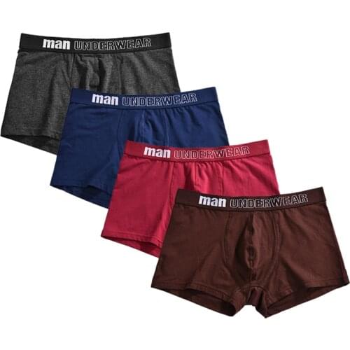 4pcs/lot Men Underwear Boxers Cotton Man Short Breathable Solid Flexible Comfortable Shorts Boxers Male Underpants Lots