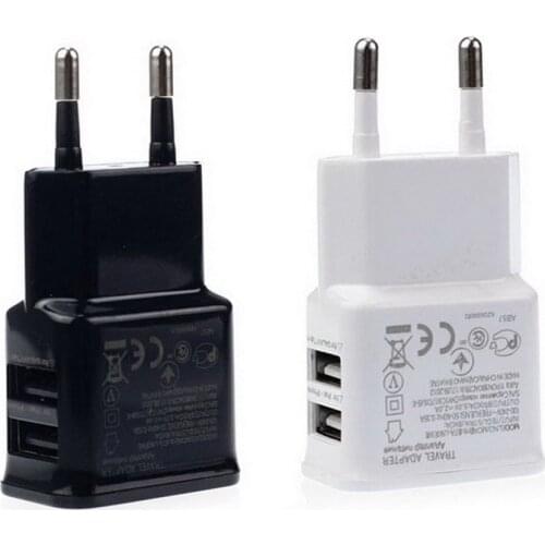 Universal EU Plug 5V 2A Dual Ports 2 USB Adapter Usb Wall Travel Charger Adapter for Samsung HTC IPhone Mobilephone 100PCS/lot