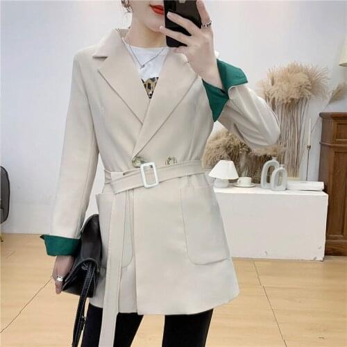 Women 2020 Spring and Summer New Fashion Suit Jacket Casual Thin Section Blazer Woman Clothing Long Sleeve Slim Coat Belt K564