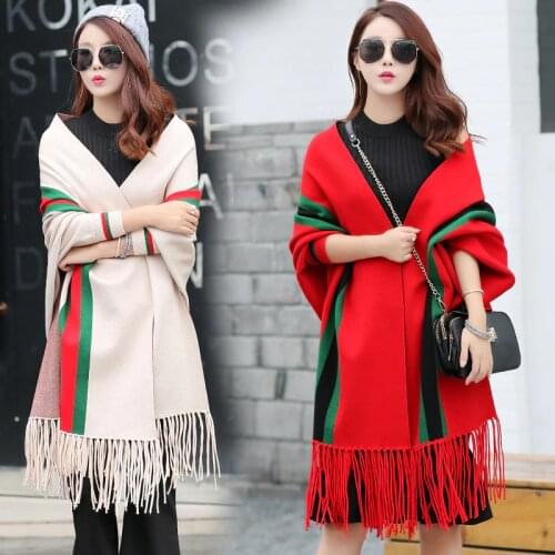 2019 Cardigan Winter Womens Elegant Tassel Wrap Swing Cardigan Knitted Oversized Sweater Scarf Womens Sweater Blouse Plus Size