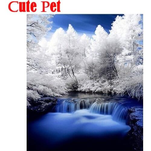 Scenic rivers winter Mosaic embroidery water drill 5D diamond painting full drill DIY decoration full drill cross stitch paintin