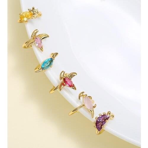 1 pc New Ins Inlaid Zircon Dinosaur Ear Bone Clip Simple Cute Colorful Zircon Animal Ear Clip For Women Girls Fashion Jewelry
