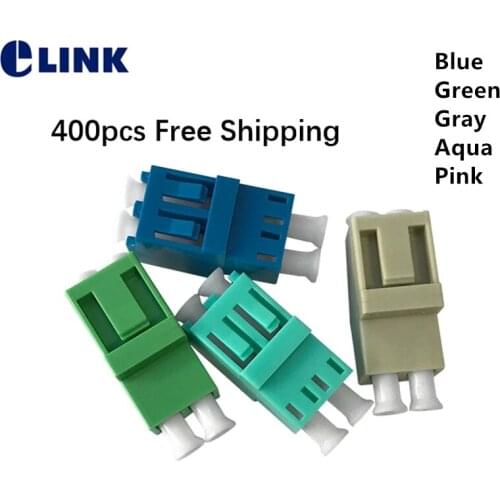 200pcs LC duplex fiber adapter SM MM gray blue green aqua LC DX opitcal fiber connector ftth coupler free shipping 0.2dB