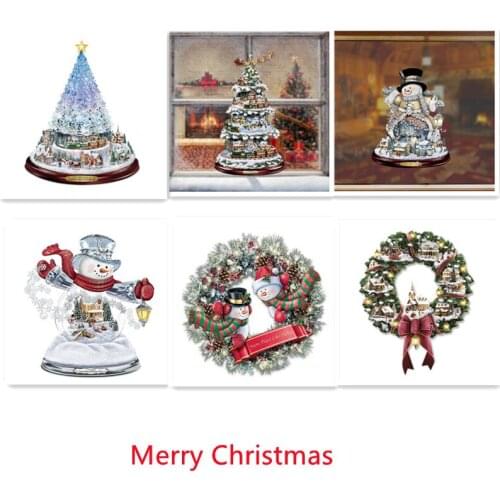 2021 Christmas Tree Rotating Sculpture Train Decorations Paste 2022 Window Paste Stickers Winter Home Christmas Decorations sale