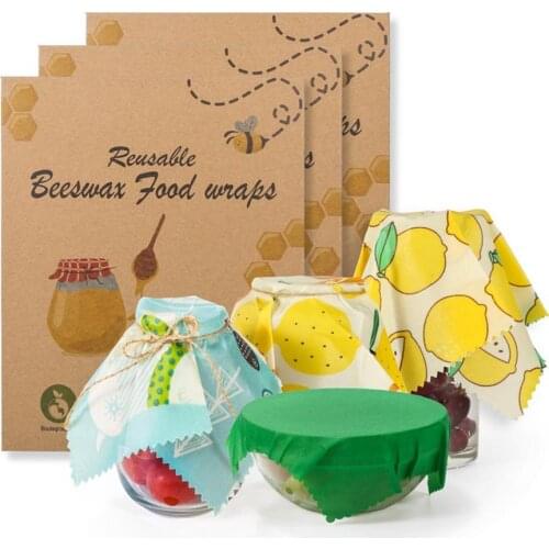 3Pack Beeswax Wrap Eco Friendly Kitchen Wrap Replacement Organic Natural Bees Wax Reusable Mixed Pattern Beeswax Food Wraps