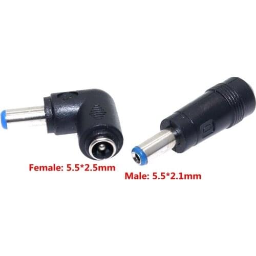 5.5*2.1mm DC Power Male Plug Jack Connector Socket Adapter for laptop 5.5*2.5 Female to 5.5*2.1mm Male