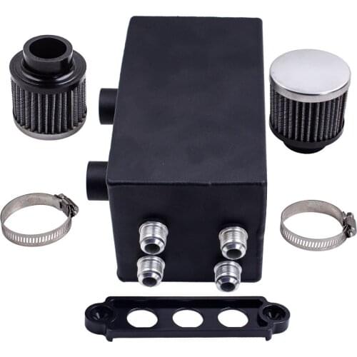 Baffled Oil Catch Can 4 Port All Black -10AN For Honda Civic Integra EK EG DC-2F