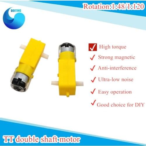 Biaxial DC Steering Gear TT Motor Reduction Ratio 1:48/1:120 Magnetic Anti-interfer Robot DIY RC Electronic Car Development Kit