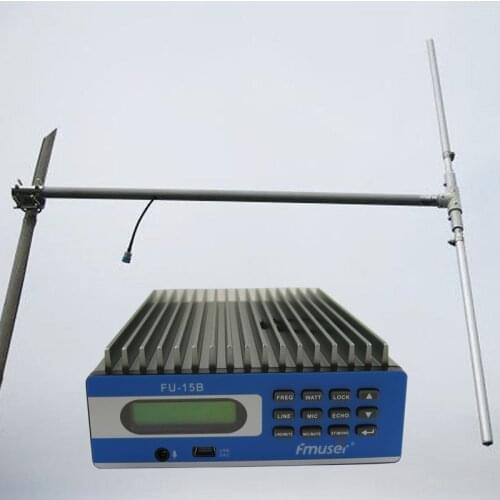 FMUSER FU-15B 10W 15Watt 15W fm Broadcast Transmitter +DP100 dipole antenna for Radio Station Drive-in Church, Cinema