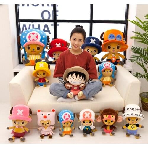 20cm One Piece Plush Toy Anime Tony Chopper Luffy Ace Pattern Soft Stuffed Plush Dolls Toys Cute Cartoon Chopper Doll Kids Gift