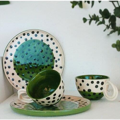 Handmade Design Wonders Figured Ceramic Set of 2 Espresso Cups Turkish Coffee Cup and Saucer Tea Mug Water Glass Cappuccino